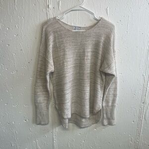 Susina Light Gray Crew Neck Sweater